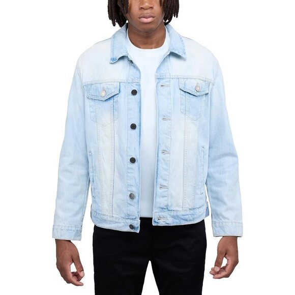Jackets & Blazers - Mens Bleach Wash Denim Jacket Washed Ripped Distressed Stretch Casual Trucker